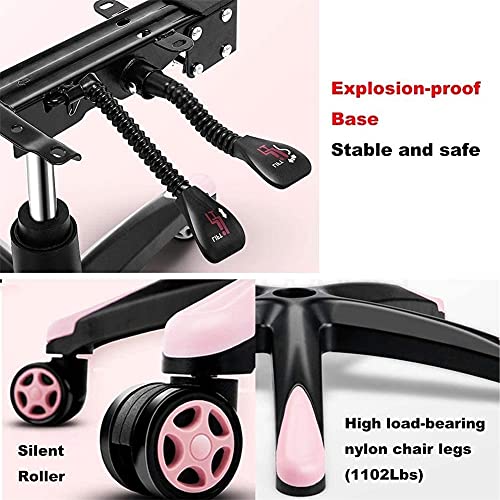 HHII Ergonomic Chair Computer Chairs with Backrest Executive Chair Leather Liftable Pc Chair Office Pink Gaming Chairs with Footrest Adjustable Angle 90° 150° Girl Gift - Afbeelding 7