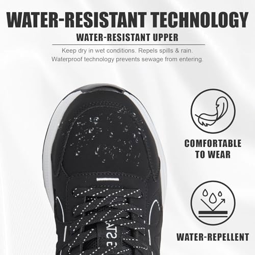 Image of Stasslang Women's Steel Toe Shoes Safety Work Sneakers | Water Resistant Light Comfy Industrial Shoes Non-Slip Rubber Sole for Warehouses Factories Construction All-Day Standing Work