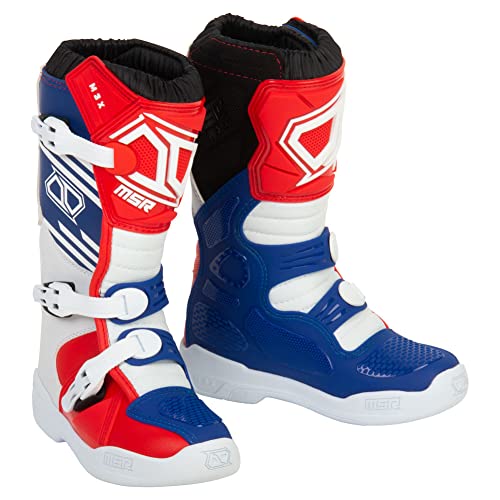 MSR Youth M3X Motocross Boots (6, Red/White/Blue)