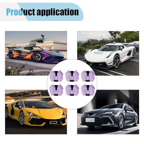 Image of 6PCS Bow Car Air Freshener Clips, Cute Air Conditioning Vent Clip, Aesthetic Car Interior Decoration Accessories, Automotive Dashboard Air Vent Trim Clip for Women Girl (Purple)