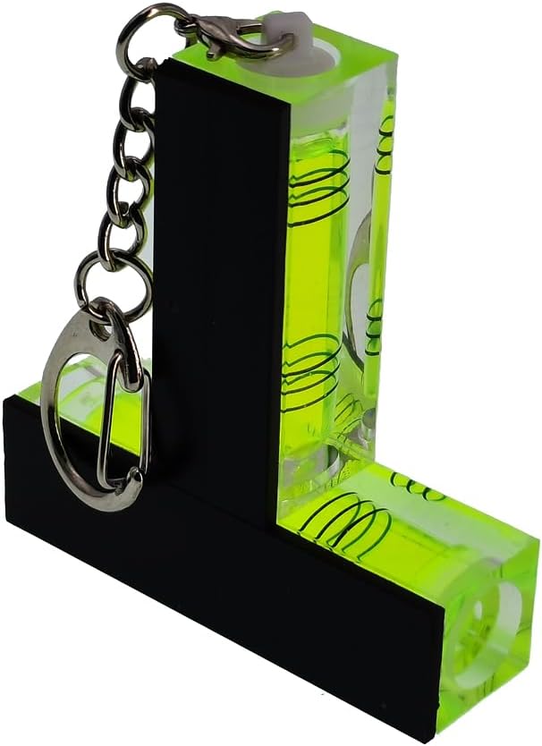 Keychain hanging chain T-shaped mini level platform with magnetic function for bidirectional level bubbles (55x44x17mm)