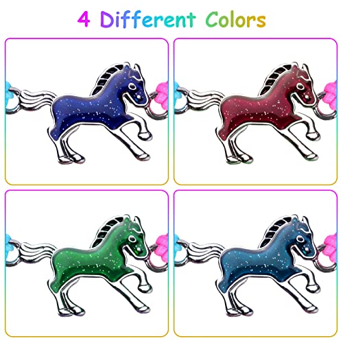 flintronic 2 Stück Pferde Armband, Stimmungsarmband mit Anhänger für Kinder, Wechselt die Farbe, Kinderarmband in leuchtenden Regenbogenfarben, Kindergeburtstag Gastgeschenke, für Jungen & Mädchen