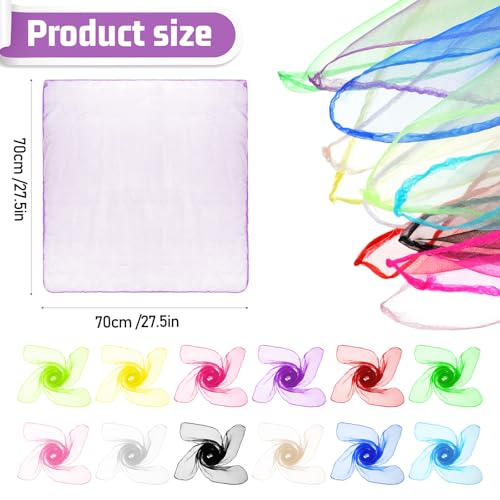 12 Pcs Lightweight Satin Ribbon Scarfs, 50s Sheer Square Retro Neck Head Chiffon Scarfs, Retro Dot Sheer Scarf Set, Juggling Dance Scarf Set for Women2