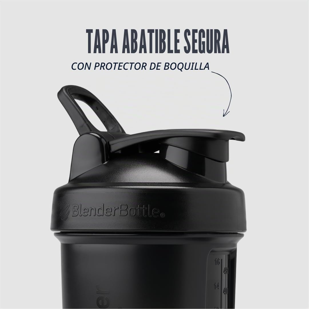 BLENDER BOTTLE PROSTAK V2 BLACK 22OZ | A prueba de fugas | Tecnología Blenderball Whisk | Batidos de proteínas | Suplementos | Hidratación