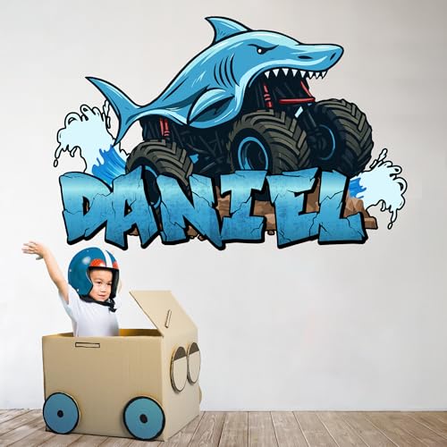 Vinilo decorativo de nombre personalizado Shark Truck para pared