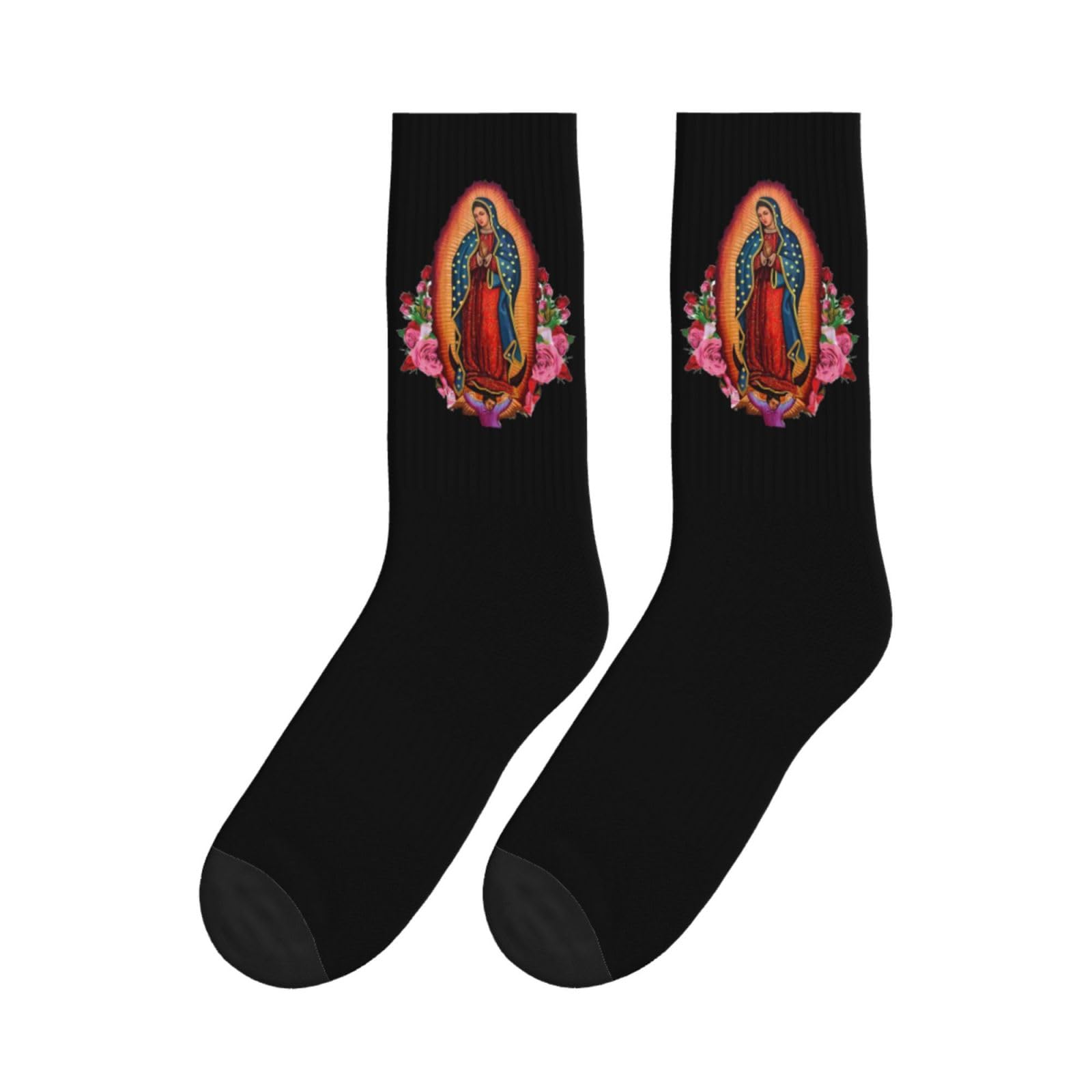 KWQDOZF Our Lady Of Guadalupe Saint Funny Crew Socks Adult Gifts Novelty Mid Calf Sock
