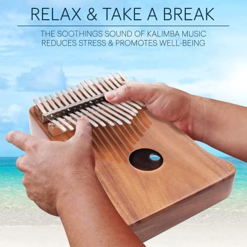 Image of UNOKKI 17-Key Kalimba with Case - Hard Waterproof Case, Acacia Wood, 7.4 inch x 5.2 inch - Portable Mbira Thumb Piano & Finger Piano with Curved Keys & Thumb Covers, Tuning Hammer & Instruction Book