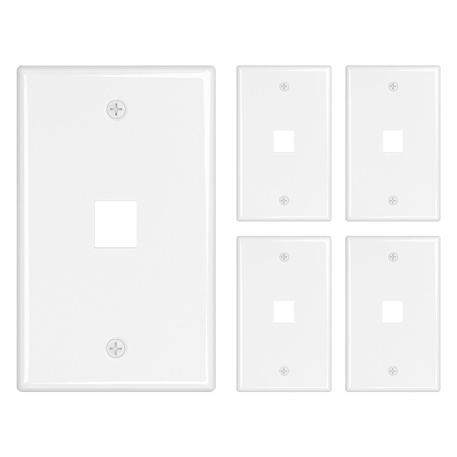 iwillink 1-Port Keystone Wall Plate, 5-Pack White