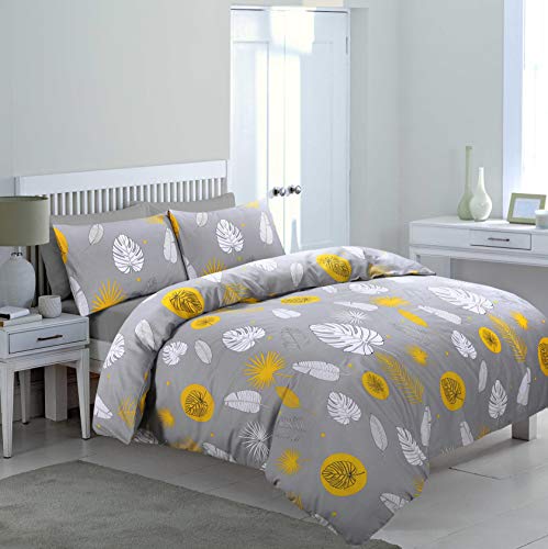Adam Home Polycotton Printed Duvet Cover With Pillow Cases For Home Bedroom Décor - Leaf - Double