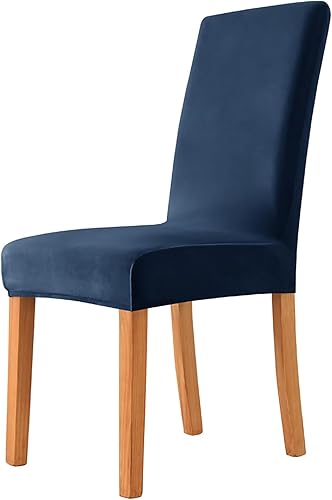 Miniatura 8 de Juego de 6 fundas de terciopelo elástico para sillas de comedor, color naranja, súper ajuste, extraíbles y lavables, protectores de asiento para