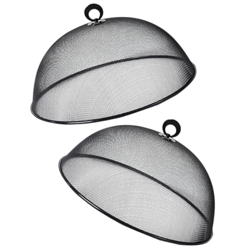 CRILSTYLEO 2 Piezas Cubierta De Comida Domo De Comida De Malla Tapas De Alimentos para Exterior Cubierta Protectora De Alimentos Cubierta De Plato De Comida Barbecue Acero Inoxidable Black