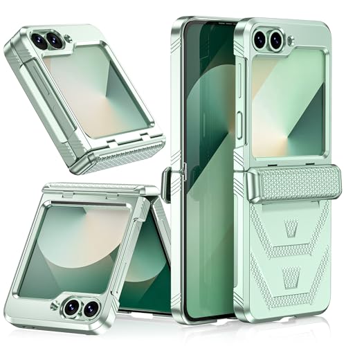 YWXTW for Samsung Galaxy Z Flip 6 Case with Hinge Protection, Full Body Slim Rugged Shockproof Matte Stylish Texture Hard PC Protective Phone Cover for Galaxy Z Flip6 5G Accessories 2024 (Mint)