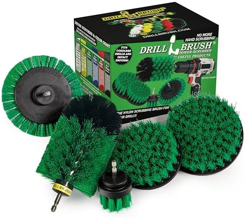 Rotating Nylon Spin Scrubber - Grout and Oven Cleaner Brush Set -...