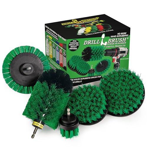 Image of Rotating Nylon Spin Scrubber - Grout and Oven Cleaner Brush Set - Kitchen Cleaning Supplies - Gap Cleaning Brush Kit- Stainless Steel Appliances - Washing Machine, Microwave, Air Fryer & Wall Cleaner