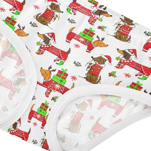Little Girls' Soft Cotton Underwear Kids Breathable Comfort Christmas Dachshund Panties Briefs Toddler Undies4