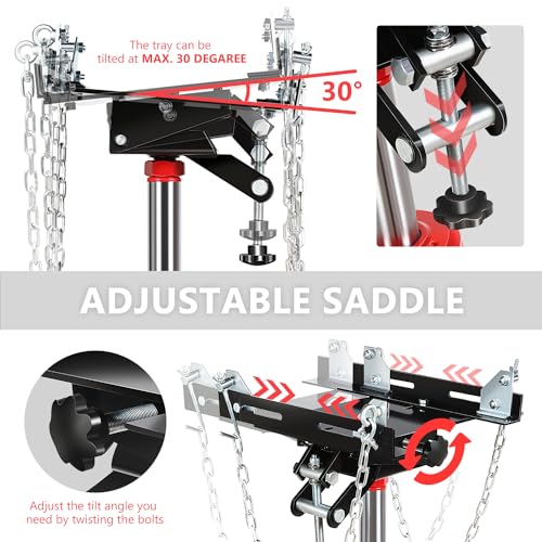 Image of DNA Motoring Hydraulic Transmission Jack - 1 Ton 2204 lbs Capacity High Lift Telescoping Floor Jack Stand,33.2 inch-69.6 inch Lifting Range,TOOLS-00319