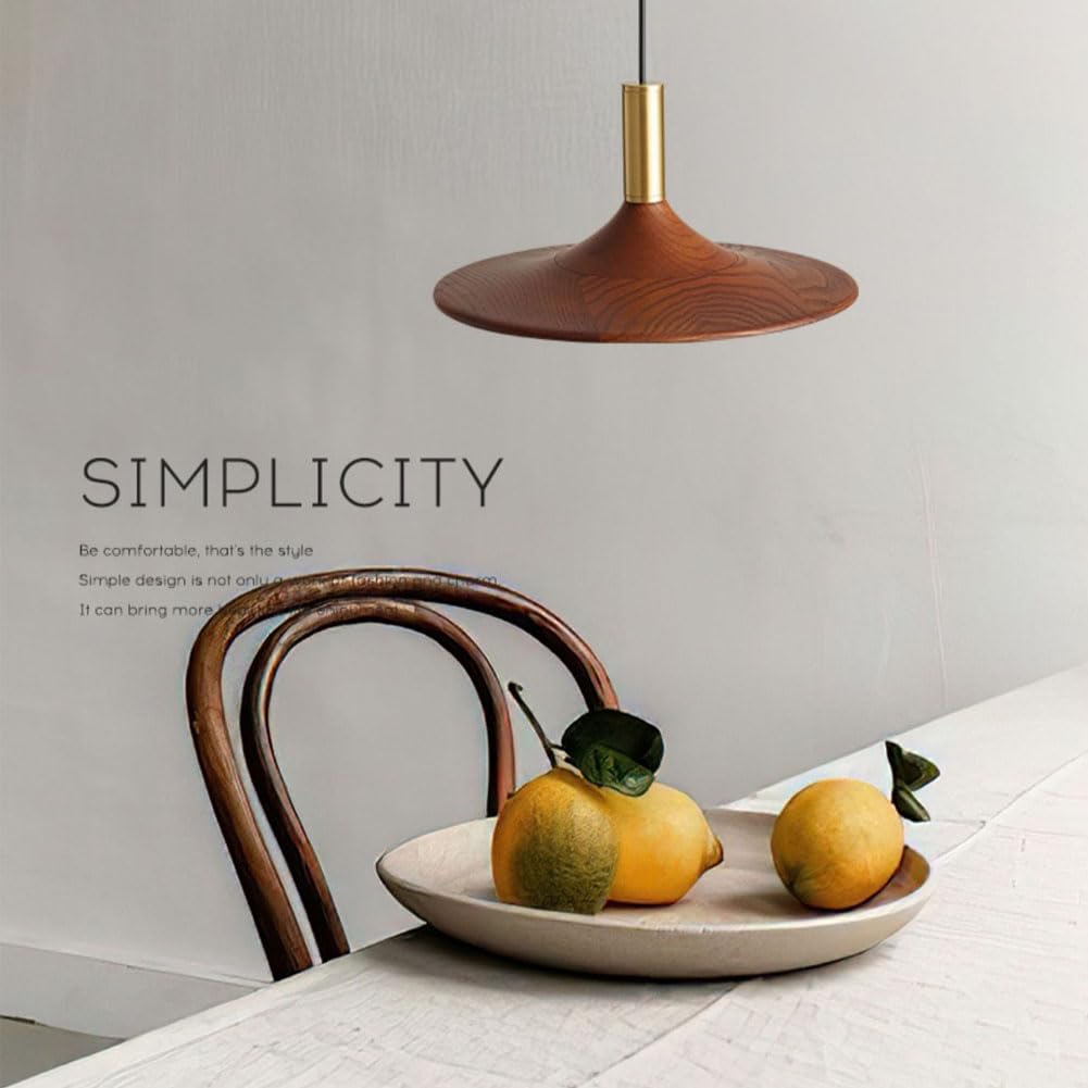 Lámpara colgante de nogal para decoración del hogar, lámpara LED sencilla y Creativa para restaurante, platillo Volador de lujo para Mesa de comedor, Bar, dormitorio, mesita de noc