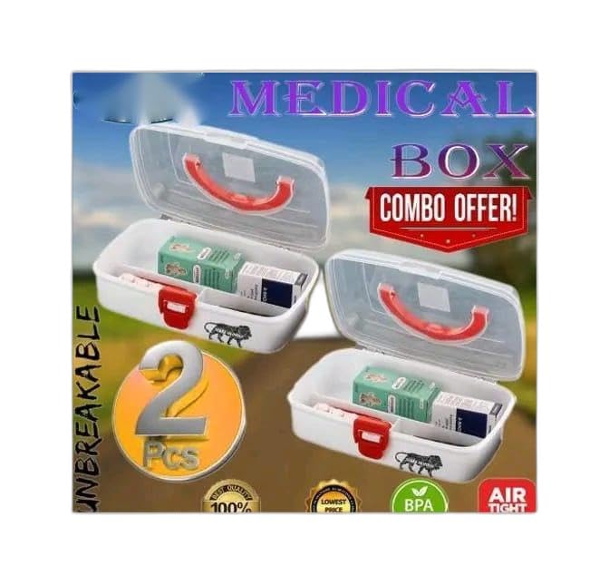 Small Medical Box 2 PieceWhite|Travel Medicine Box(Buy 1 GET 1 Free) Emergency Medical Box|Medicine Organizer|First aid Box Multi-Purpose Box M|Design - 1417 for Home and Kitchen-image-16