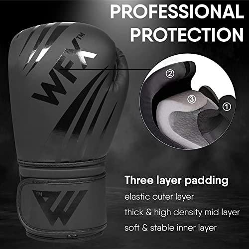 WFX Leather Boxing Gloves Professional MMA Sparring Kickboxing Punch Bag Training Muay Thai Fighting (14 OZ) - Image 2