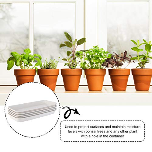 Doitool 5Pcs Rectangular Plastic Plant Saucer Tray, Plant Pot Saucer Flower Pot Tray For Garden Potted Water Drips And Soil（Beige, 12X5.43X1.1 Inch #TOP7