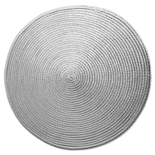 AC - Salvamantel de plástico Redondo Metalizado, Reutilizable, Mantel Individual, Alfombrilla de Mesa, Adornos Festivos, Navidad (Plateado, Ø 38 cm)