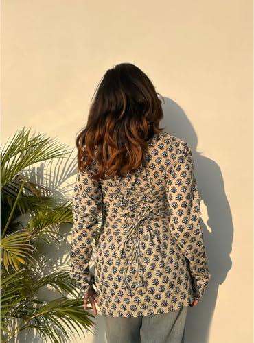 Image of ANNI Designer Short Kurti for Women Printed Design | Square Neck Full Sleeve Kurti Tops for Women | Stylish Kurtis & Short Kurtis for Woman | Casual Kurti with Jeans | Kurtas for Woman
