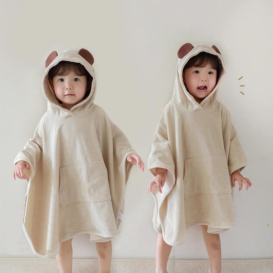 Baby & Toddler Poncho Towel with Hood, 4 Animal Designs (Rabbit, Panda, Bear, Puppy) - Image 3
