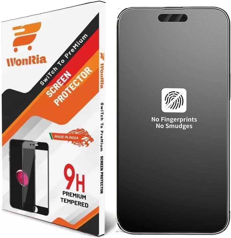 Image of WonRia Matte Screen Guard Protector for iPhone 16 Pro 5G Matte Tempered Glass Edge to Edge [Dynamic island Cut] [Shinning Border] - installation kit