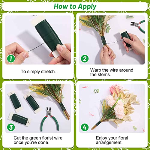 paxcoo flexible 110 yards green floral paddle wire - christmas wreath craft wire with wire cutter 22 gauge