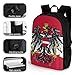 Emblem of Austria Austrian Flag Backpack Travel Daypack Laptop Bag Shoulder Bags with Pocket for Work Shopping