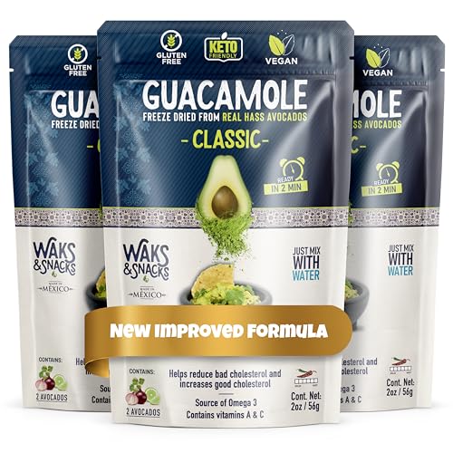 WAKS & SNACKS Guacamole Classic | 100% Hass Avocados | 2 oz Ea. | 3-Pack