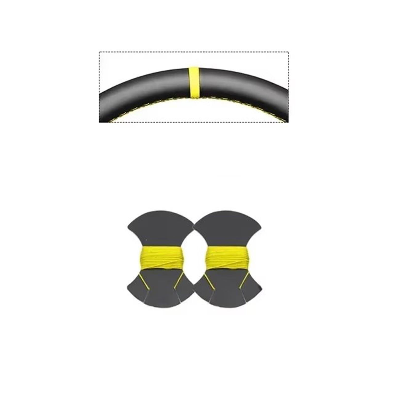 Cubierta Volante Fundas Volante Para Peugeot 207 Para CC 2012 2013 2014 Funda Volante Coche Cuero Gamuza Artificial Negro(Yellow Marker)