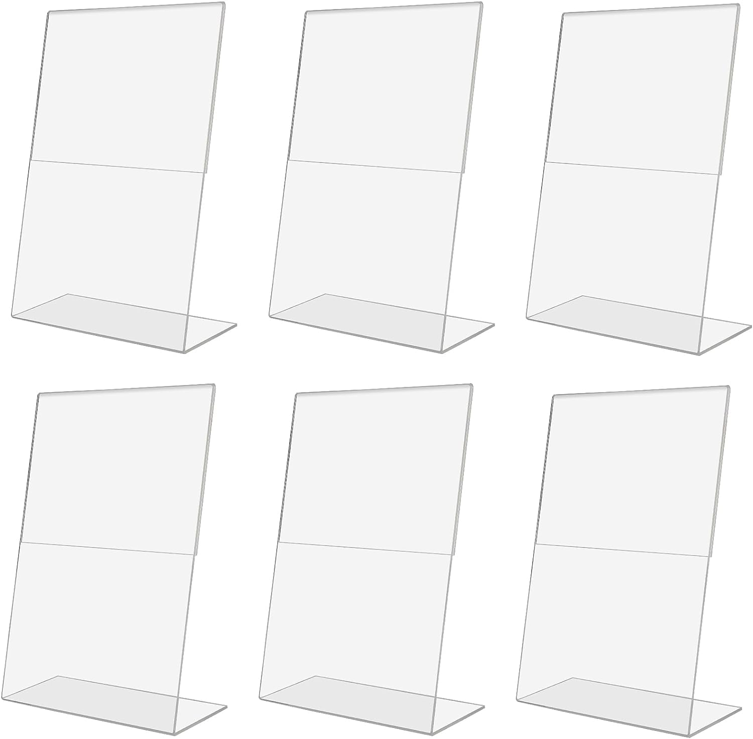 Pack of 6 A4 Vertical Design L-Shape Transparent Acrylic Label Sign Holders