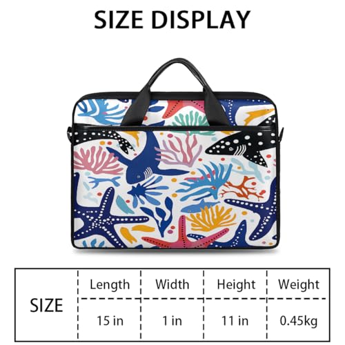 Maletín para laptop estampado estrella de mar y ballena 15 pulgadas miniatura 2
