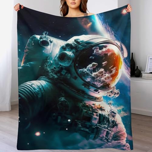 Couverture astronaute impression 3D polaire flannel linge de lit 140x180 - 2