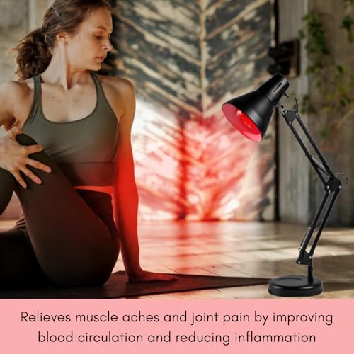 Image of B-Arm IR Therapy Lamp with 360 Rotatable Holder & 3-level Adjustable Stand| Light Therapy with 100W Red In Glass Bulb| Infrared Lamp for Pain Relief| Improve Blood Circulation & Provide Heat Therapy
