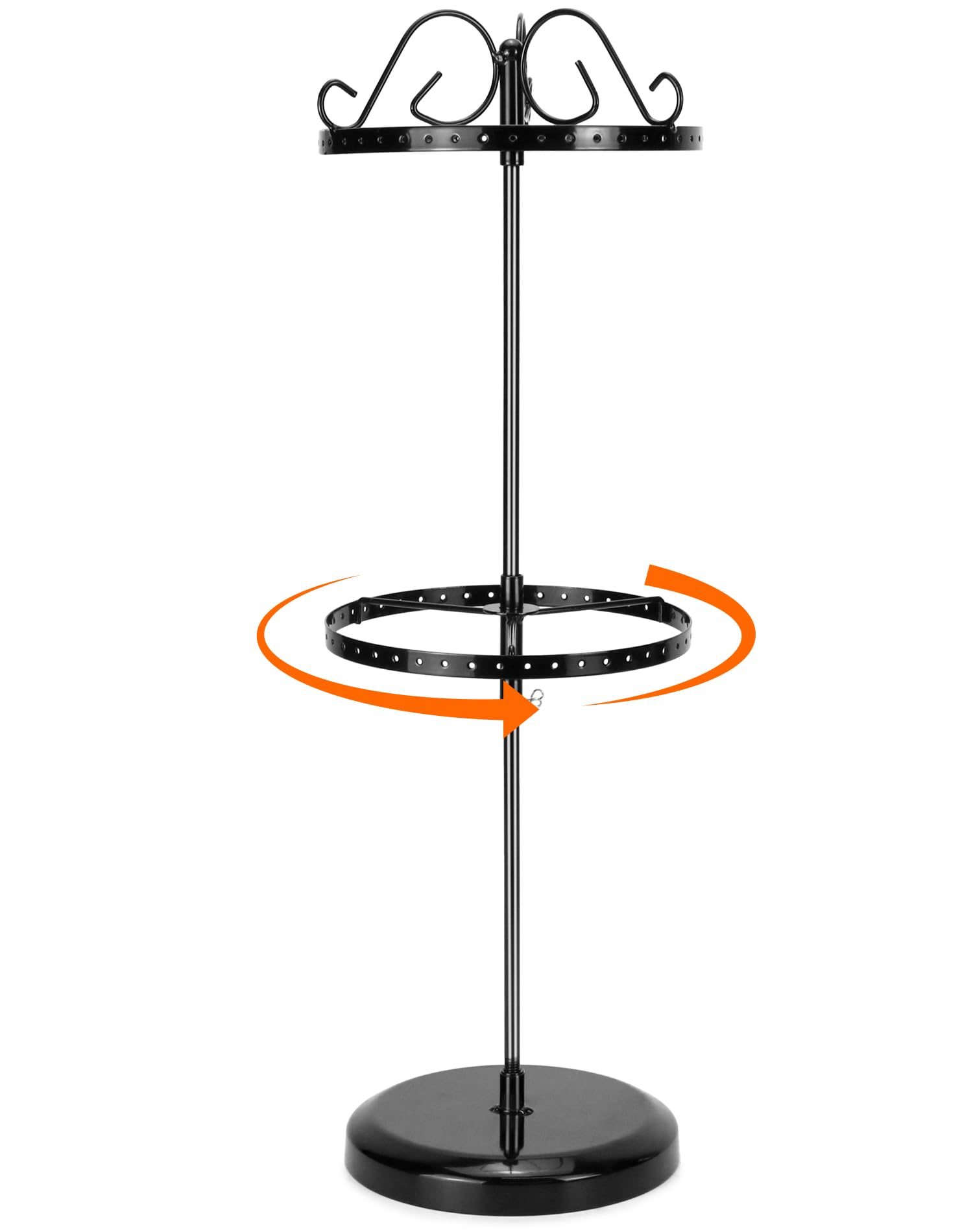 QWORK® 6-poziomowy metalowy obrotowy stojak na kolczyki, regulowana odległość między warstwami, pojemność 260 otworów na 130 par