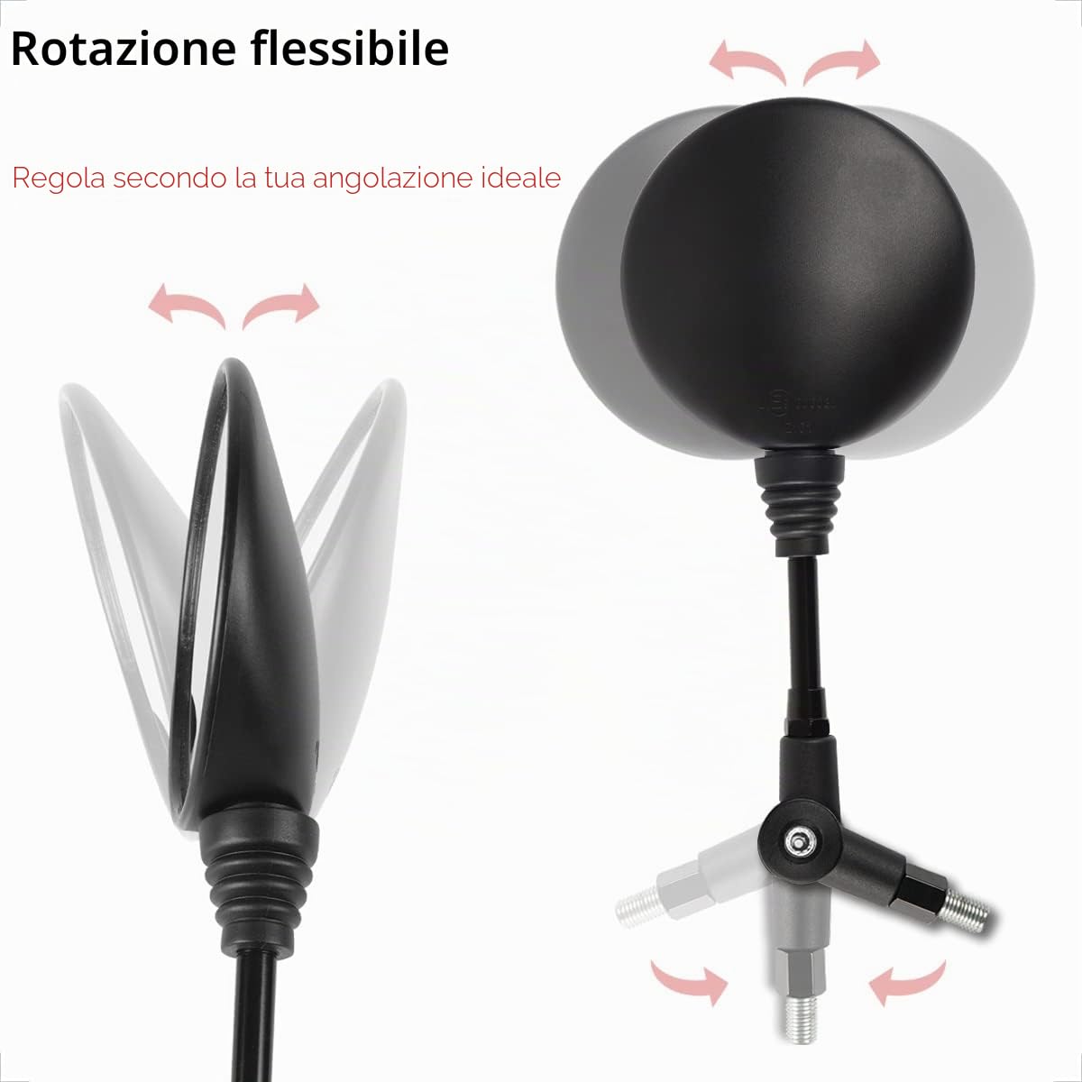 Evermotor universale E9 moto scooter ciclomotore ATV specchietto retrovisore specchietto moto specchietto laterale M10 M8 filettatura destra e filettatura sinistra Omologato E