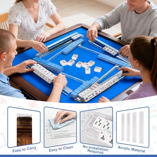 Accesorios de Mahjong: 4 racks con empujadores y bolsa miniatura 6