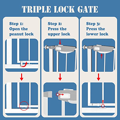 Image of DEARBB 76.77-86.2 inch Extra Wide Baby Gate,Triple Lock Dog Gate for Doorways