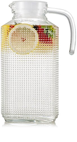 Circleware Frigo Textured Carafe Glass Drink Pitcher with Handle New Fun Party Entertainment Home Kitchen Glassware for Water Juice Beer Punch Iced Tea Cold Drinks Gifts 634 oz Clear
