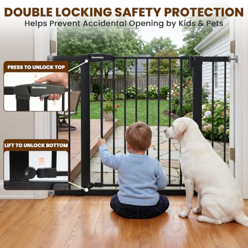 Image of Mumeasy Baby Gate with Door, 29.7-43 inch Auto Close Dog Gate for Doorways