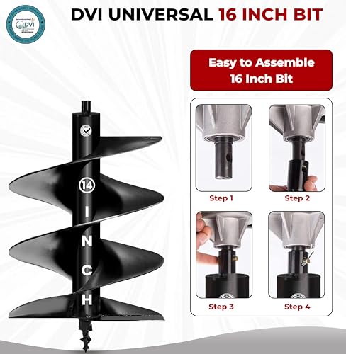 Image of DVI Universal 16 Inch Earth Auger Drill Bit /Planter | Fit In 4 Stroke 196CC Earth Auger | Made With High Metal & ISI Approved Pipe For Durablity | For Digging Holes, Plantation. (16 inch INCH BIT)