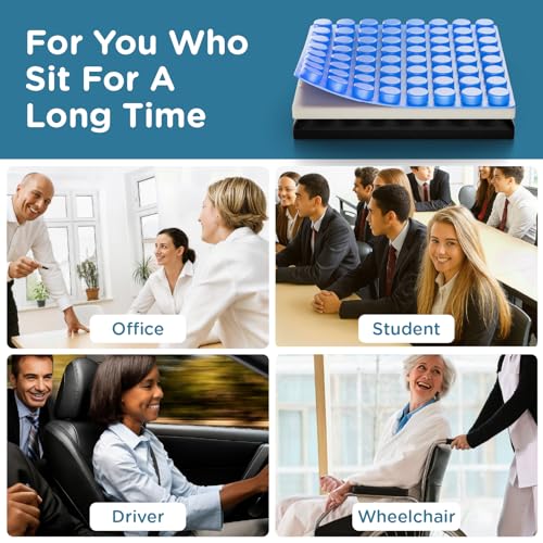 Image of ComfyHug Gel Seat Cushion - Grid Design for Tailbone, Sciatica & Hip Pain Relief | Soft, Pressure-Relieving & Cooling Support for Office Chair, Car, Home & Wheelchair Use (16x16, Black)