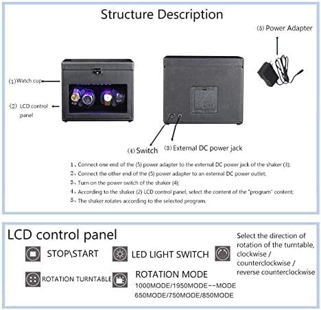 FENOKD Mechanical Watch Shaker Automatic Watch Winder Box, Quiet Motor, LCD with LED Light, 4+6 Watch Storage Display Box