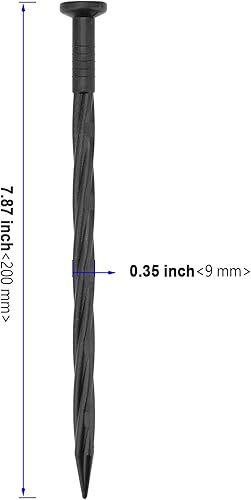Miniatura 2 de KOHAND Paquete de 100 clavos de plástico negro de 8 pulgadas, estacas de anclaje de paisaje en espiral de plástico, anclajes de estacas de jardín