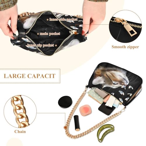 Shoulder Bags for Women Cute Kitty Cat with Butterfly Hobo Tote Handbag Small Clutch Purse with Zipper Closure4