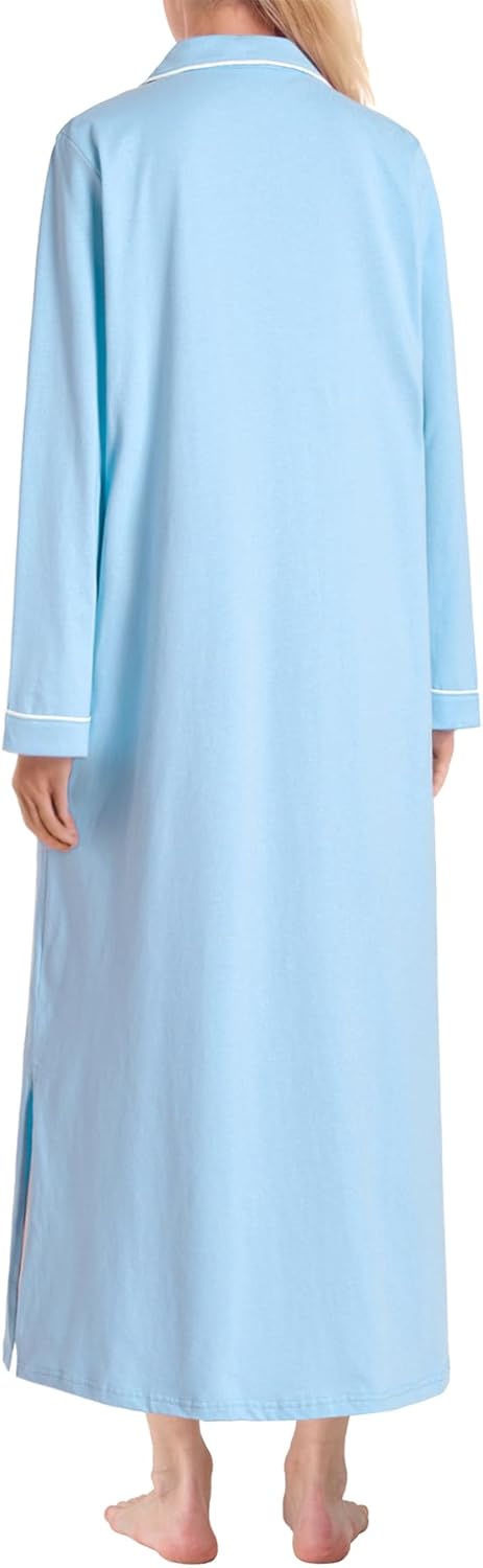 Latuza Women's Petite Nightgown Long Sleeve Soft Cotton
