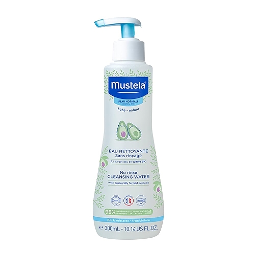 Mustela Água De Limpeza Sem Enxágue 300Ml - Água Micelar Infantil Rosto E Corpo Vegana Fór...