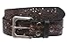 Snap On Embossed Vintage Cowhide Full Grain Leather Floral Rivet Perforated Belt Size: 36 Color: Black/Brown